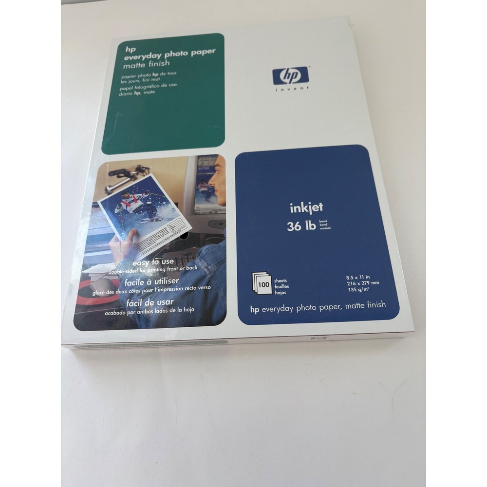 HP Everyday Photo Paper New Sealed Matte Finish Inkjet 36lb 8.5x11 100 Sheets